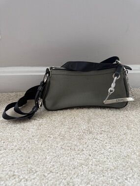 Dior Olive Mini Shoulder Bag with Black Strap and Silver Hardware